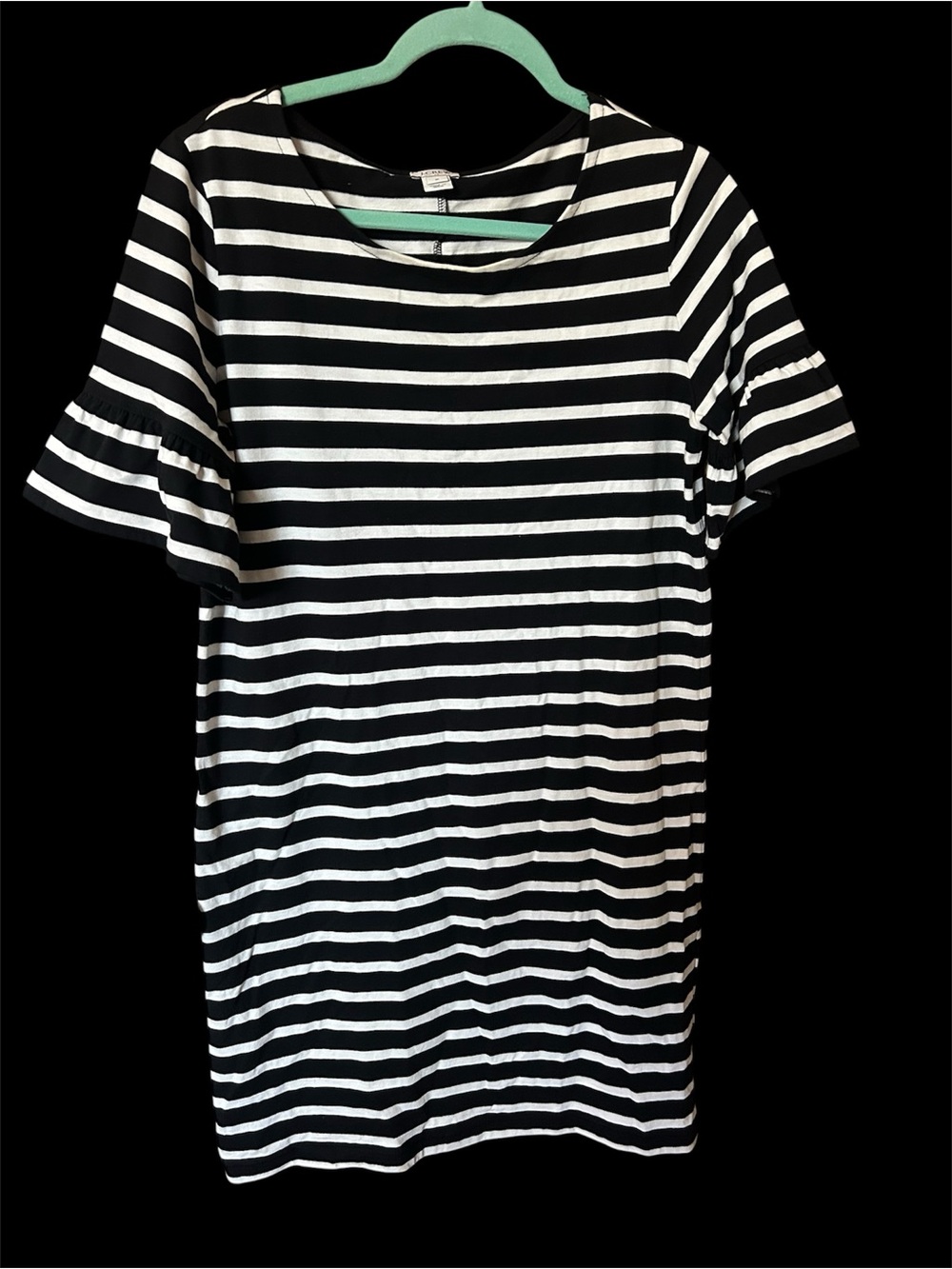 J. Crew Black and White Striped Midi Dress